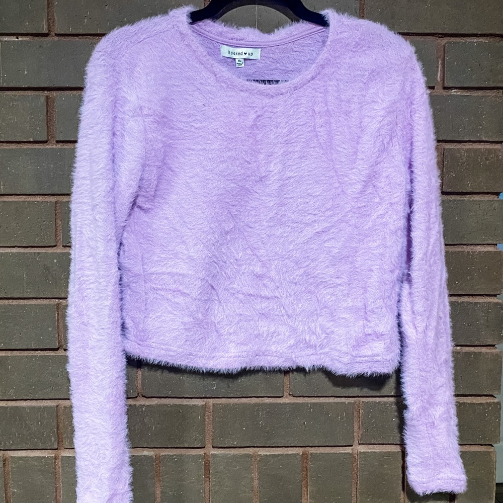 Hooked Up Lilac, Long Sleeved Crop Top